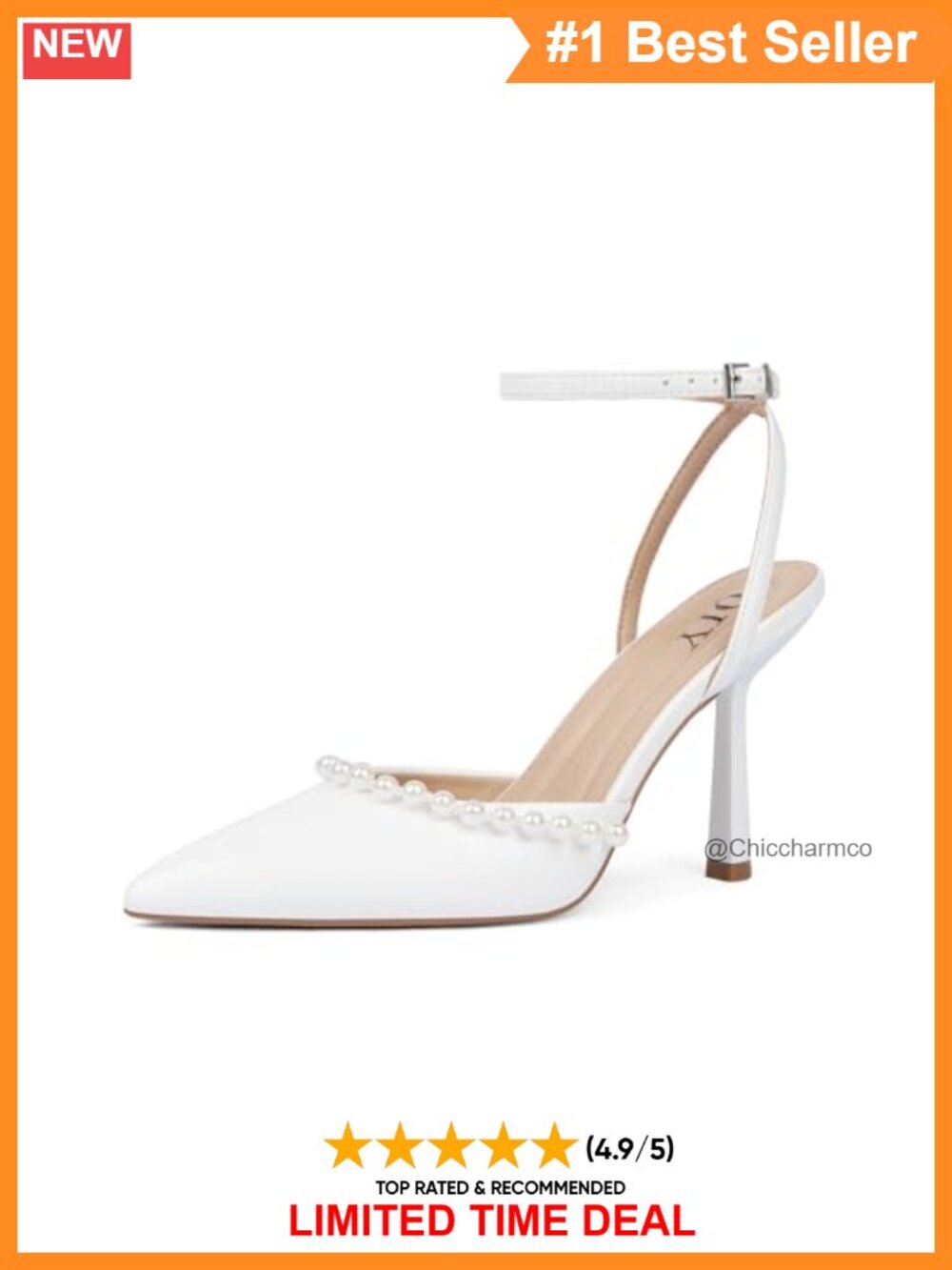 QIY Women's Closed Toe Stiletto Pump - Faux Leather, Ankle Strap, Cushioned